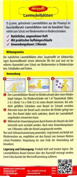 Aeroxon Lavendelblüten-Beutel Gegen Motten 5 Aeroxon Lavendelblüten-Beutel Gegen Motten -Bio Garten Aeroxon20Lavendelblueten 35330 H01