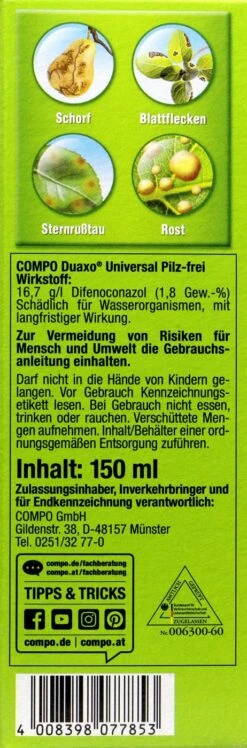 Compo Duaxo Universal Pilz-frei - 150 Ml -Bio Garten Compo20Duaxo20Universal20Pilz frei 31148 L01