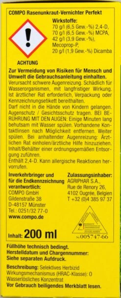 Compo Rasenunkraut-Vernichter Perfekt - 200 Ml -Bio Garten Compo20Rasenunkraut Vernichter20Perfekt 31831 L01