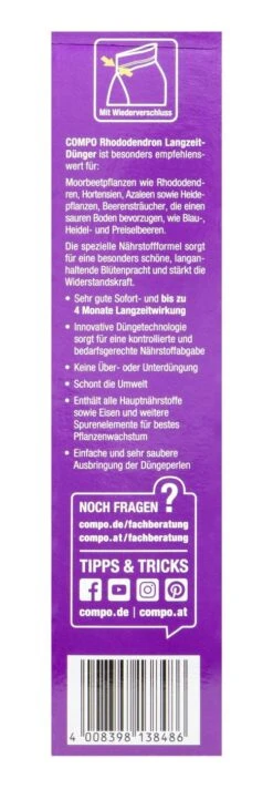 Compo Rhododendron Langzeit-Dünger - 0,85 Kg -Bio Garten Compo20Rhododendronduenger 31716 L01