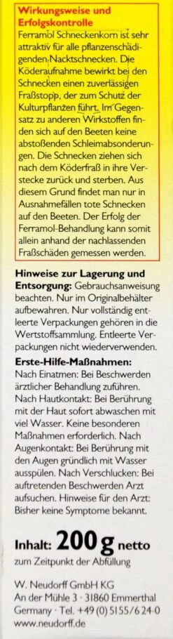 Neudorff Ferramol Schneckenkorn - 200 G 7 Neudorff Ferramol Schneckenkorn - 200 G -Bio Garten Neudorff20Ferramol20Schneckenkorn 32716 L01