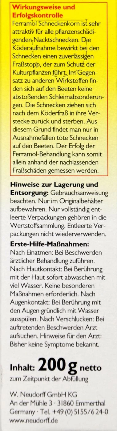 Neudorff Ferramol Schneckenkorn - 200 G 4 Neudorff Ferramol Schneckenkorn - 200 G – Bild 4